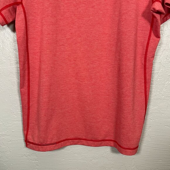Lululemon Men L Heathered Lulu Red T.H.E. Crew Shirt Short Sleeve Athletic - Picture 6 of 8